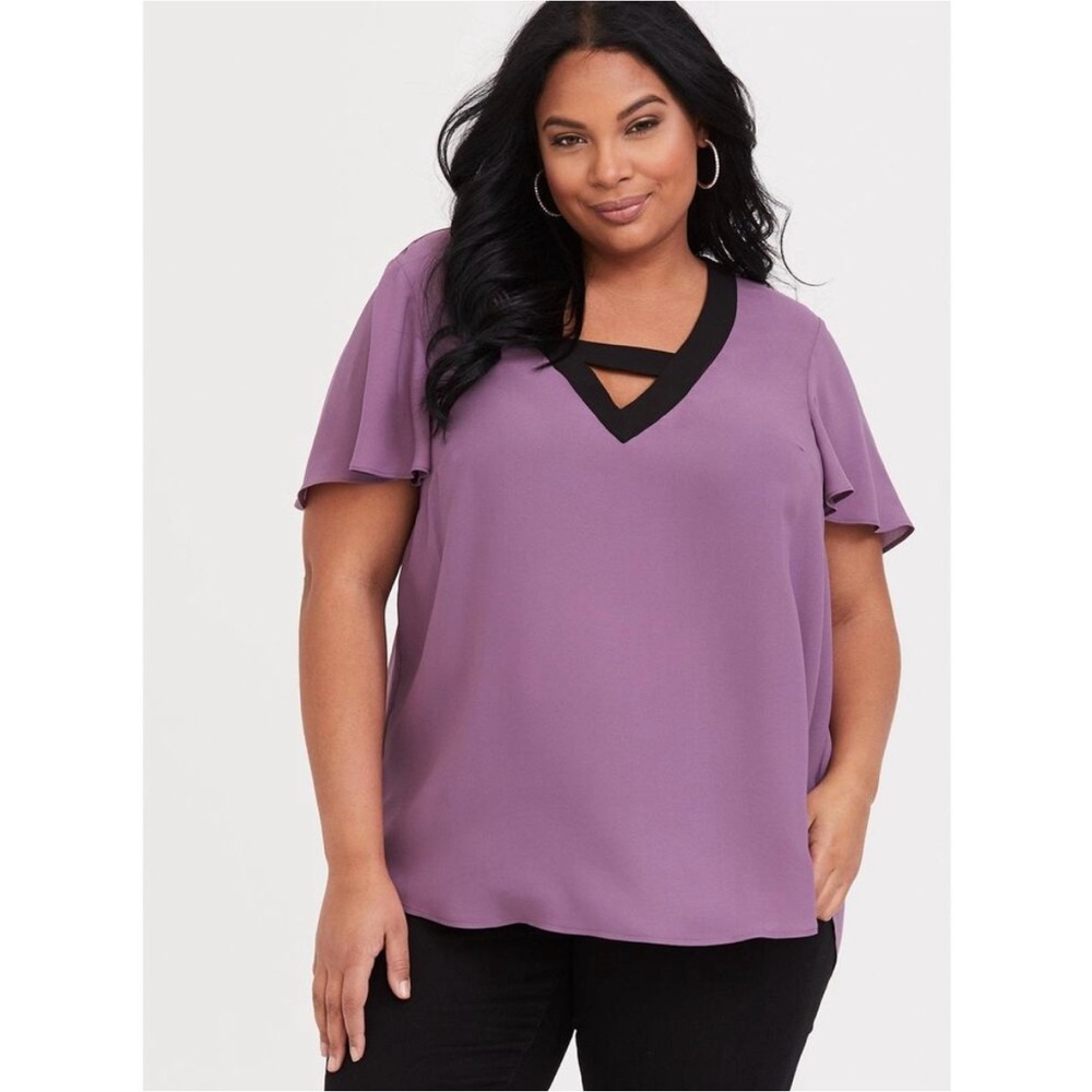 Torrid Purple Blouse with Black Trim